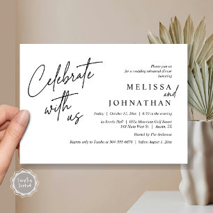 Celebrate with us, Modern Wedding Rehearsal Dinner Invitation