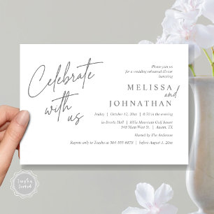 Celebrate with us, Modern Wedding Rehearsal Dinner Invitation