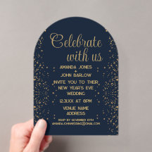 Celebrate With Us Navy Gold New Year's Wedding