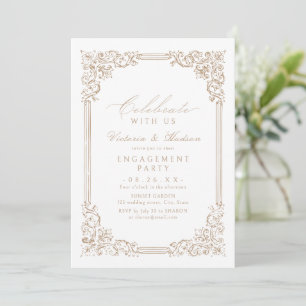 Celebrate With Us! Neutral Vintage Engagement  Invitation
