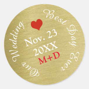 celebrate with us our wedding / best day ever classic round sticker