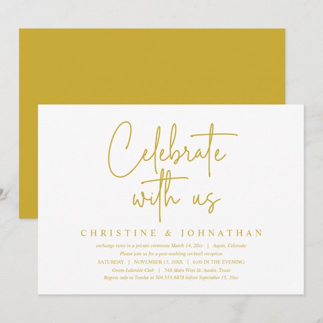 Celebrate with us, Post Wedding Elopement Party  I Invitation (Front/Back)
