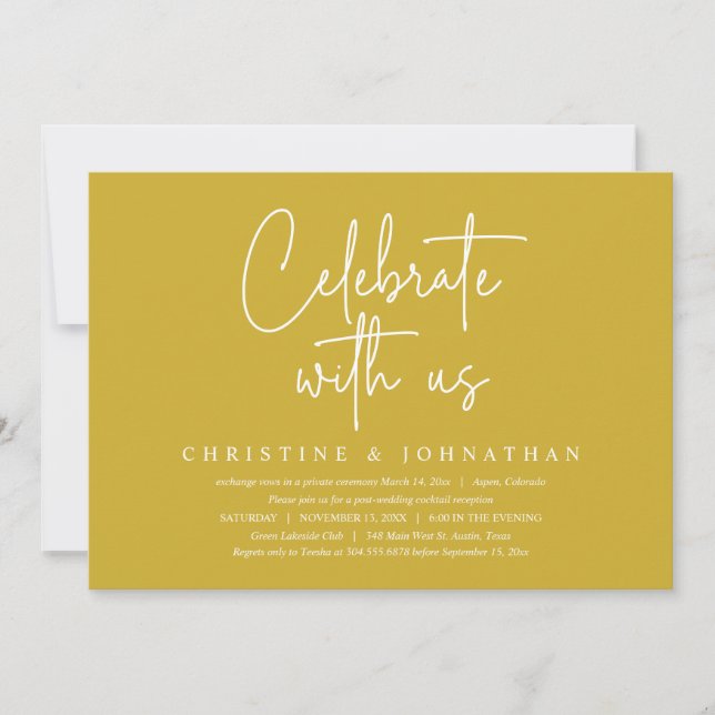 Celebrate with us, Post Wedding Elopement Party  I Invitation (Front)
