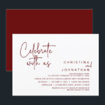 Celebrate with us, Post Wedding Elopement Party  Invitation<br><div class="desc">Modern Burgundy Script themed,  wedding elopement invitation card (celebrate with us). It is perfect for your wedding elopement reception / post wedding celebration party. Add your details in matching Burgundy font / lettering.</div>