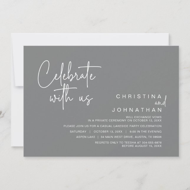 Celebrate with us, Post Wedding Elopement Party Invitation (Front)