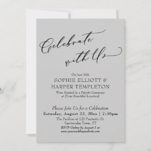 Celebrate with Us Pretty Light Grey Reception Only Invitation