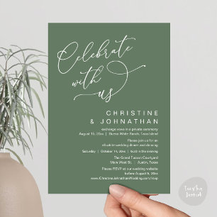 Celebrate with us, Romantic Wedding Dinner Dancing Invitation