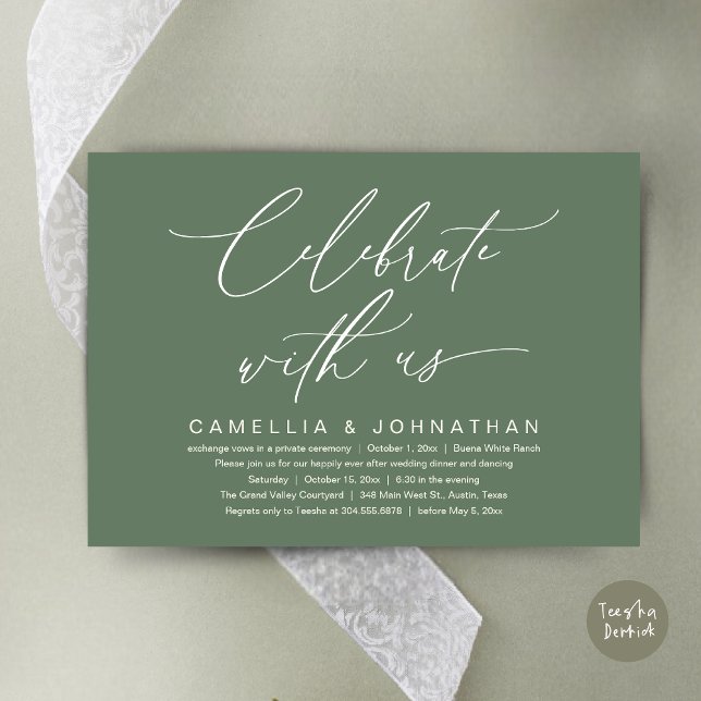 Celebrate with us, Romantic Wedding Dinner Party Invitation (Romantic Wedding Dinner Party, Celebrate with us Lunch Brunch Modern Invites Card  PDF Sage Green)