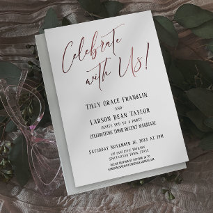 Celebrate with Us! Rose Gold Wedding Party Invitation