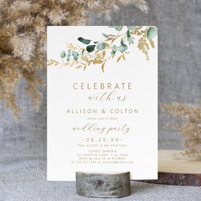 Celebrate With Us! rustic eucalyptus greenery boho Invitation (Celebrate With Us! rustic eucalyptus greenery boho Invitation)