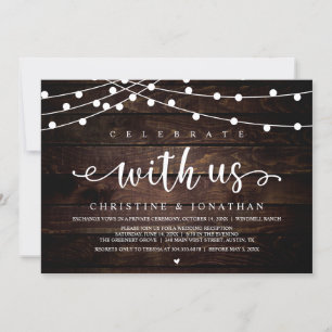 Celebrate with us Rustic Farm Wedding String Light Invitation