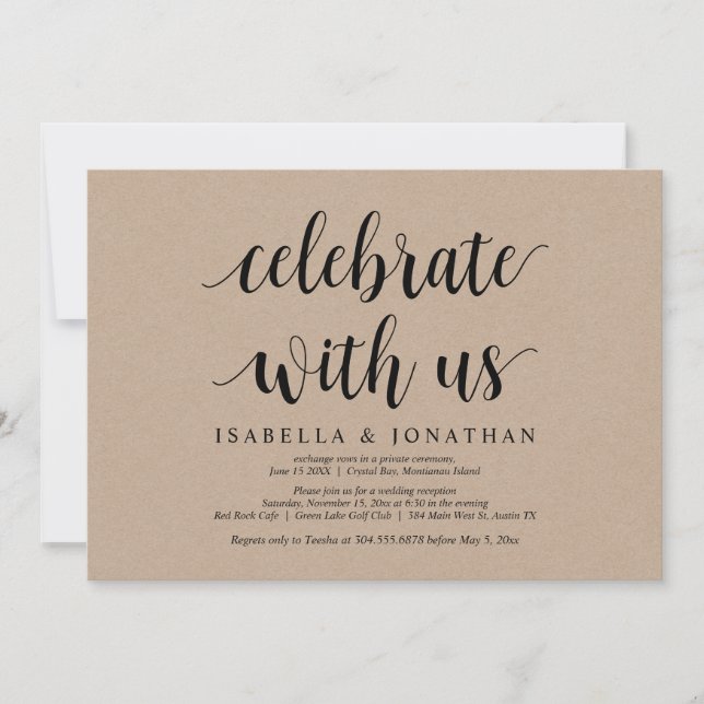 Celebrate with us, Rustic Kraft, Wedding Elopement Invitation (Front)