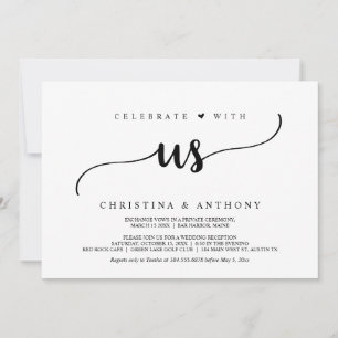 Celebrate with us, Rustic Wedding Elopement Dinner Invitation