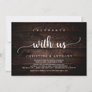 Celebrate with us, Rustic Wedding Elopement Dinner Invitation