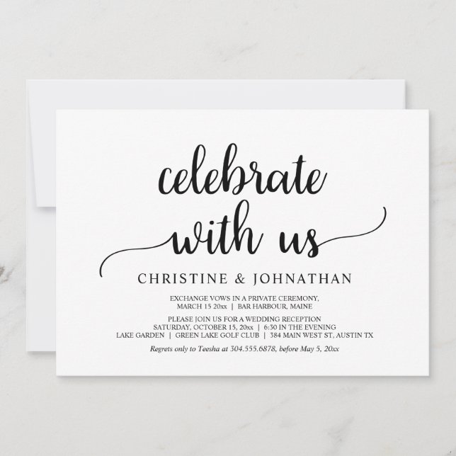 Celebrate with us, Rustic Wedding Elopement Party  Invitation (Front)