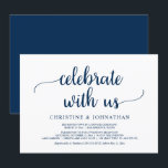 Celebrate with us, Rustic Wedding Elopement Party  Invitation<br><div class="desc">Beautiful celebrate with us,  Wedding Elopement Announcement / Invitation card,  in Rustic,  simple Navy Blue,  minimalist design. This is perfect for your wedding reception and post-wedding celebration party. Add your details in matching font / lettering.
#TeeshaDerrick</div>