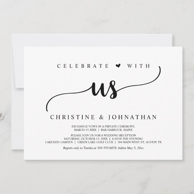Celebrate With Us, Rustic Wedding Elopement Party  Invitation (Front)