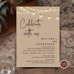 Celebrate With Us, Rustic Wedding Elopement Party Invitation<br><div class="desc">Modern rustic brown kraft,  with cottage string lights themed,  wedding elopement invitation card (celebrate with us). It is perfect for your wedding elopement reception / post wedding celebration party.</div>