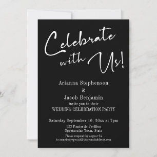 "Celebrate with Us!" Simple Black Wedding Party Invitation