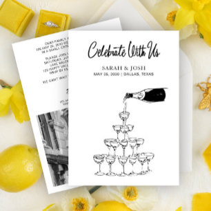 Celebrate With Us Simple Black & White Champagne Invitation