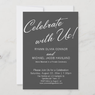 Celebrate with Us Simple Reception Only Grey Invitation