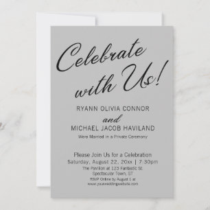 Celebrate with Us Simple Reception Only Grey Invitation