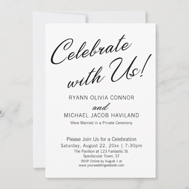Celebrate with Us Simple Reception Only Invitation (Front)