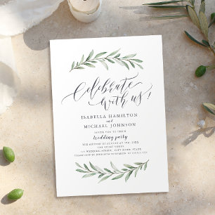 Celebrate With Us! Simple Rustic Greenery Wedding Invitation