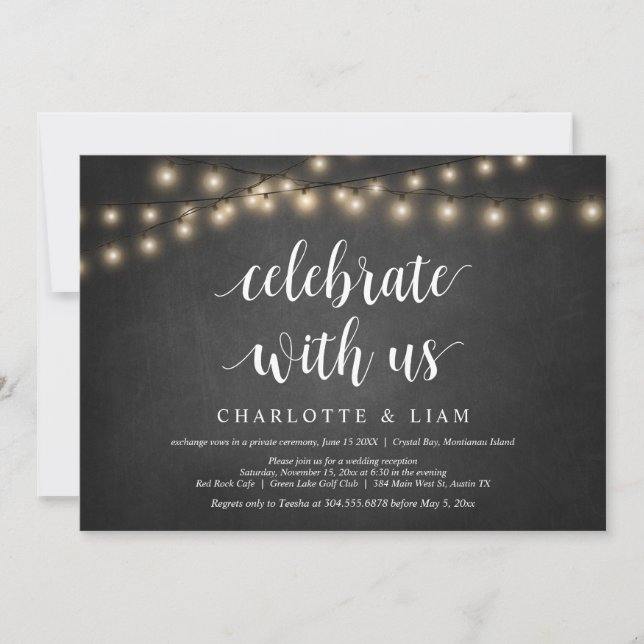 Celebrate with us, String Light, Wedding Elopement Invitation (Front)