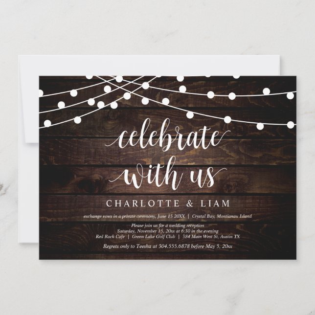 Celebrate with us, String Light, Wedding Elopement Invitation (Front)