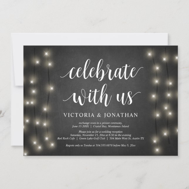 Celebrate with us, String Light, Wedding Elopement Invitation (Front)