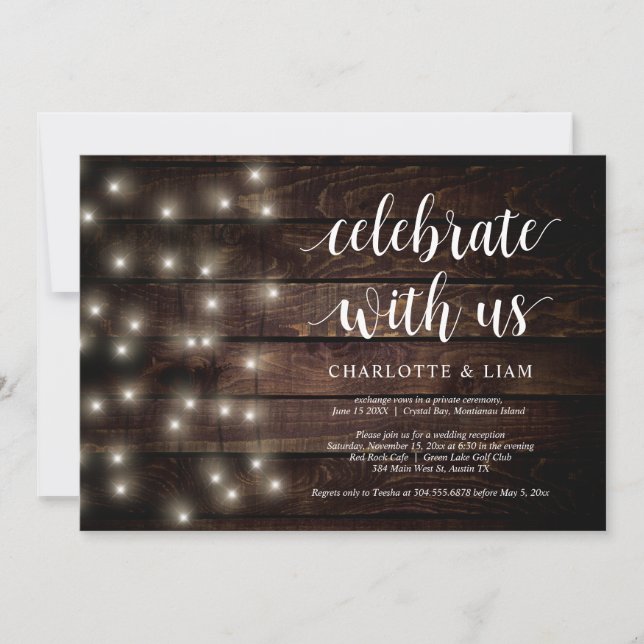 Celebrate with us, String Light, Wedding Elopement Invitation (Front)