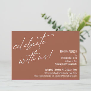 Celebrate with Us Terracotta Wedding Reception Invitation