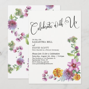 Celebrate With Us Watercolor Wildflowers Reception Invitation