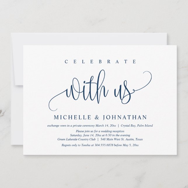 Celebrate With Us, Wedding Elopement Celebration I Invitation (Front)