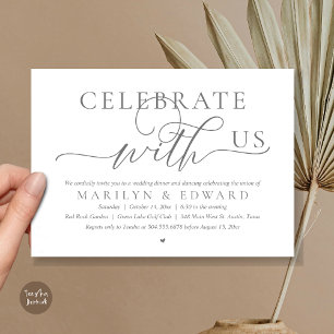 Celebrate with us, Wedding Elopement Dinner Invitation