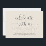 Celebrate with us, Wedding Elopement Dinner Party Invitation<br><div class="desc">Modern minimalist Script,  dark grey cream themed,  wedding elopement invitation card (celebrate with us). It is perfect for your wedding elopement reception / post wedding celebration party. Add in your details.</div>
