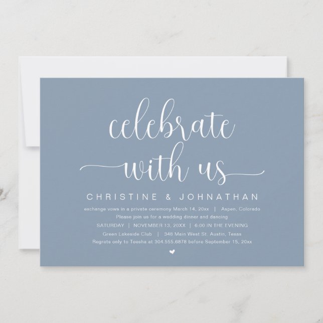 Celebrate with us, Wedding Elopement Dinner Party Invitation (Front)