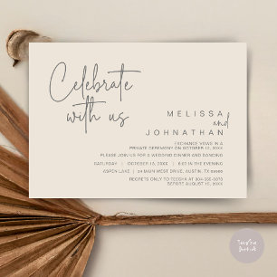 Celebrate with us, Wedding Elopement Dinner Party Invitation