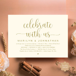 Celebrate with us, Wedding Elopement Dinner Party Invitation