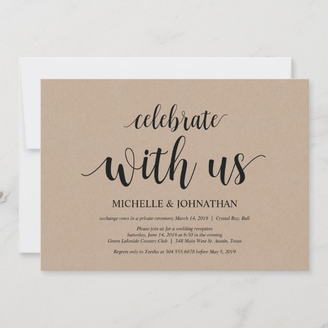 Celebrate with us, Wedding Elopement Invites (Front)