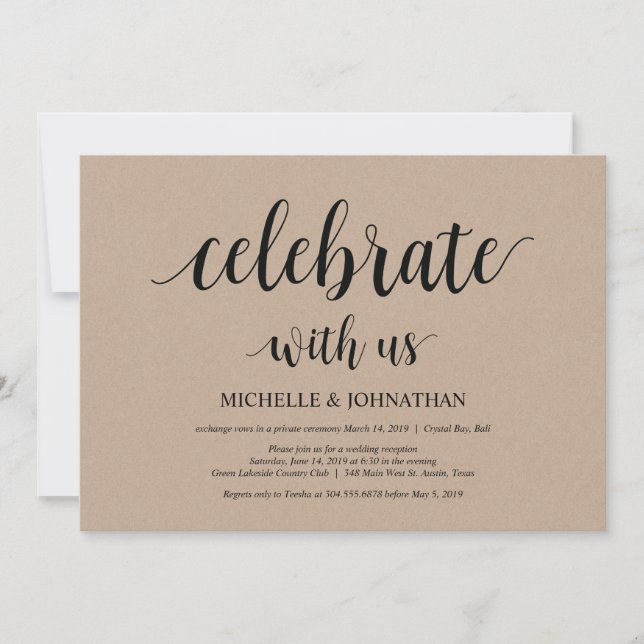 Celebrate with us, Wedding Elopement invites (Front)