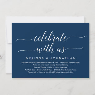 Celebrate with us, Wedding Elopement, Navy Blue In Invitation