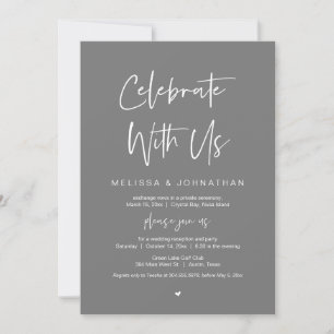 Celebrate with us, Wedding Elopement Party, Grey Invitation