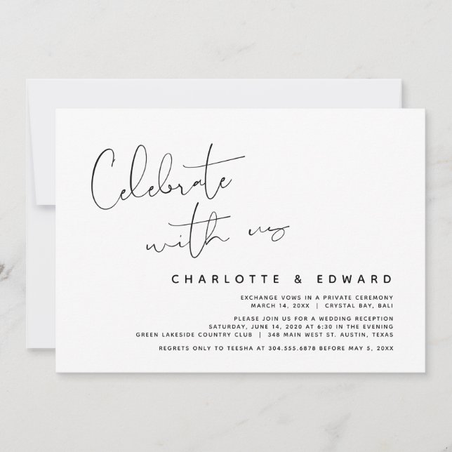 Celebrate with us, Wedding Elopement Party Invitat Invitation (Front)