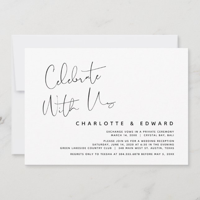 Celebrate with us, Wedding Elopement Party Invitat Invitation (Front)