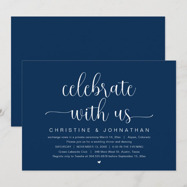 Celebrate with us, Wedding Elopement Party Invitat Invitation (Front/Back)