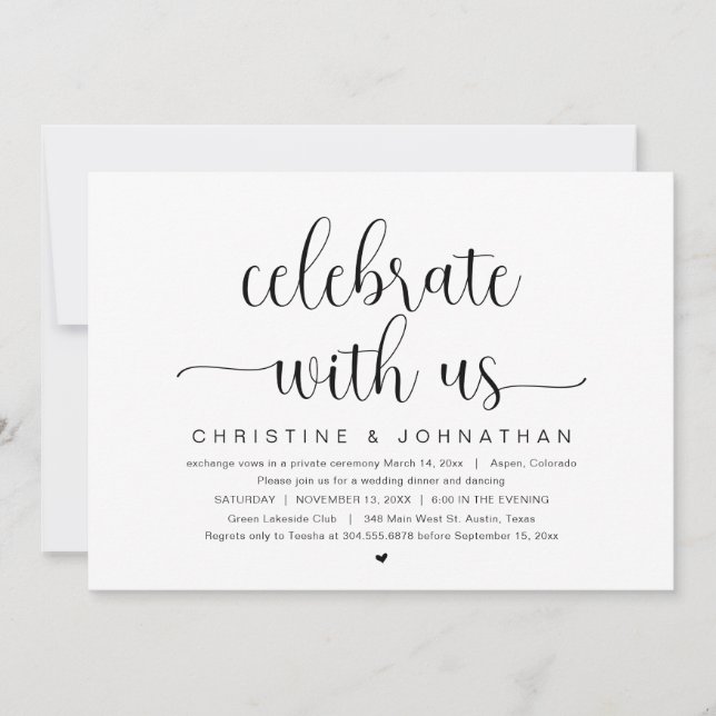 Celebrate with us, Wedding Elopement Party Invitat Invitation (Front)
