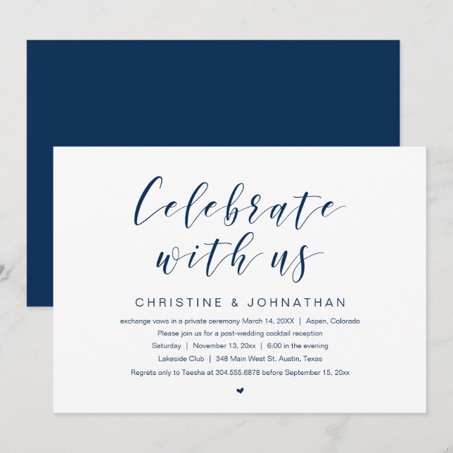 Celebrate with us, Wedding Elopement Party Invitat Invitation (Front/Back)
