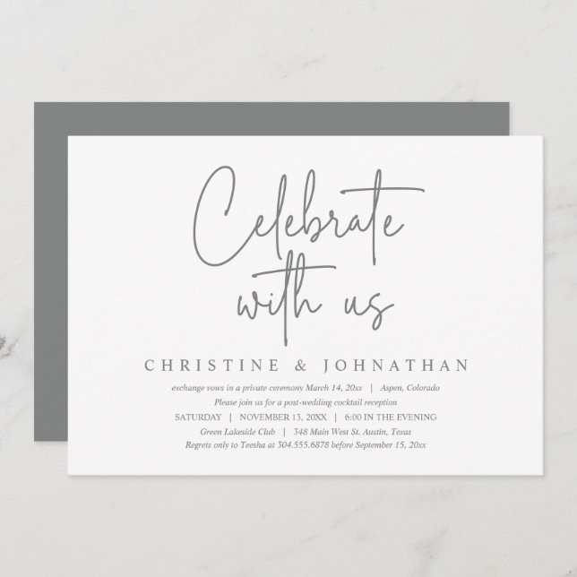 Celebrate with us, Wedding Elopement Party Invitat Invitation (Front/Back)